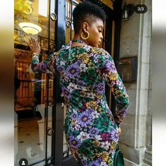 AFRM floral wrap front peek a boo mesh dress - Picture 10 of 16